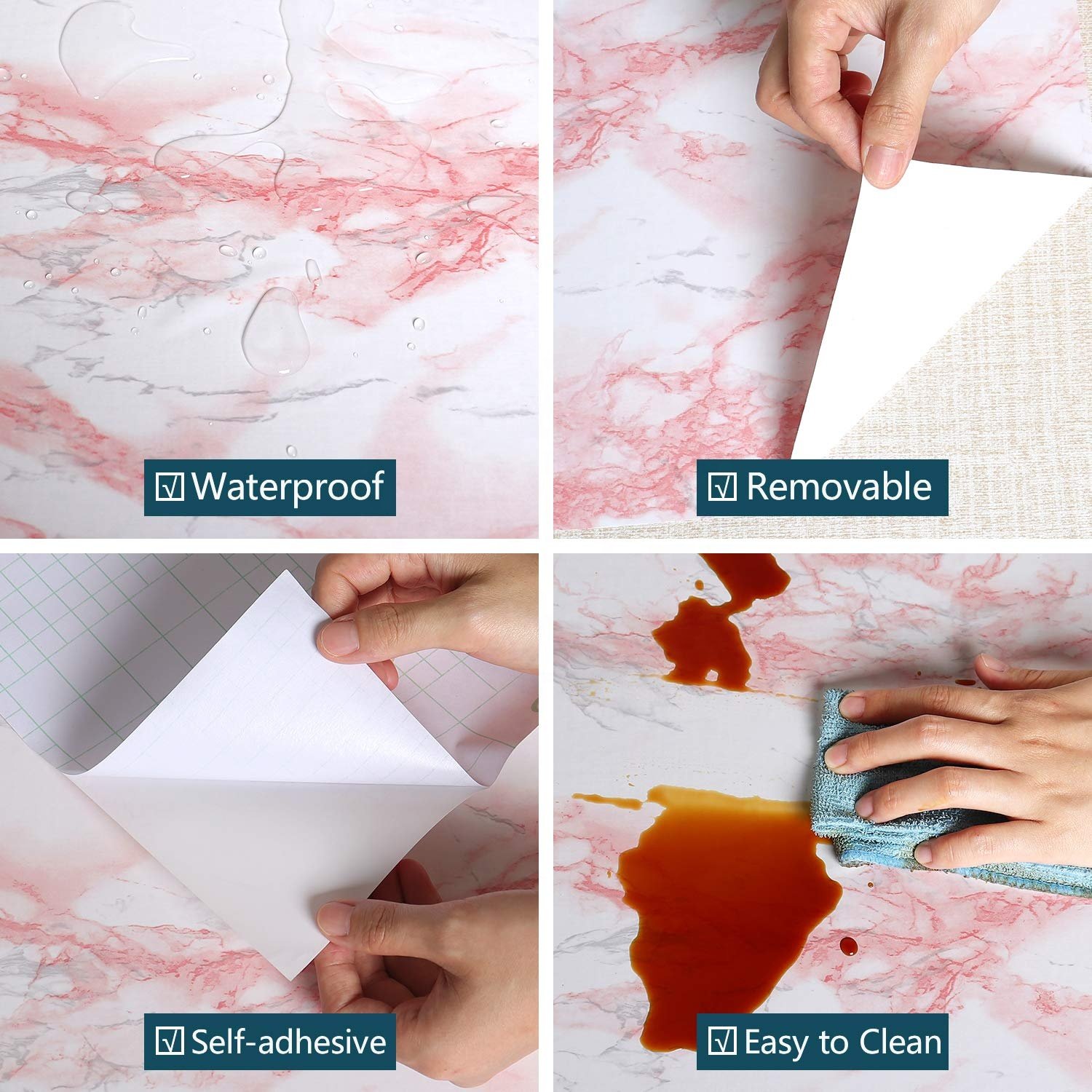 Amas aluminum window wallpaper sticker Peel and Stick wood grain contact paper wallpaper marble for cabinet