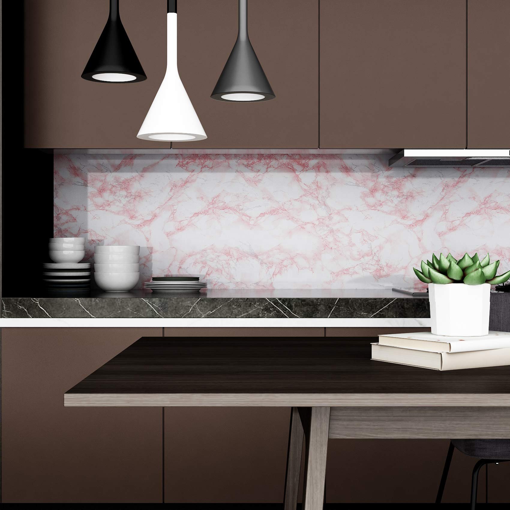 Amas aluminum window wallpaper sticker Peel and Stick wood grain contact paper wallpaper marble for cabinet