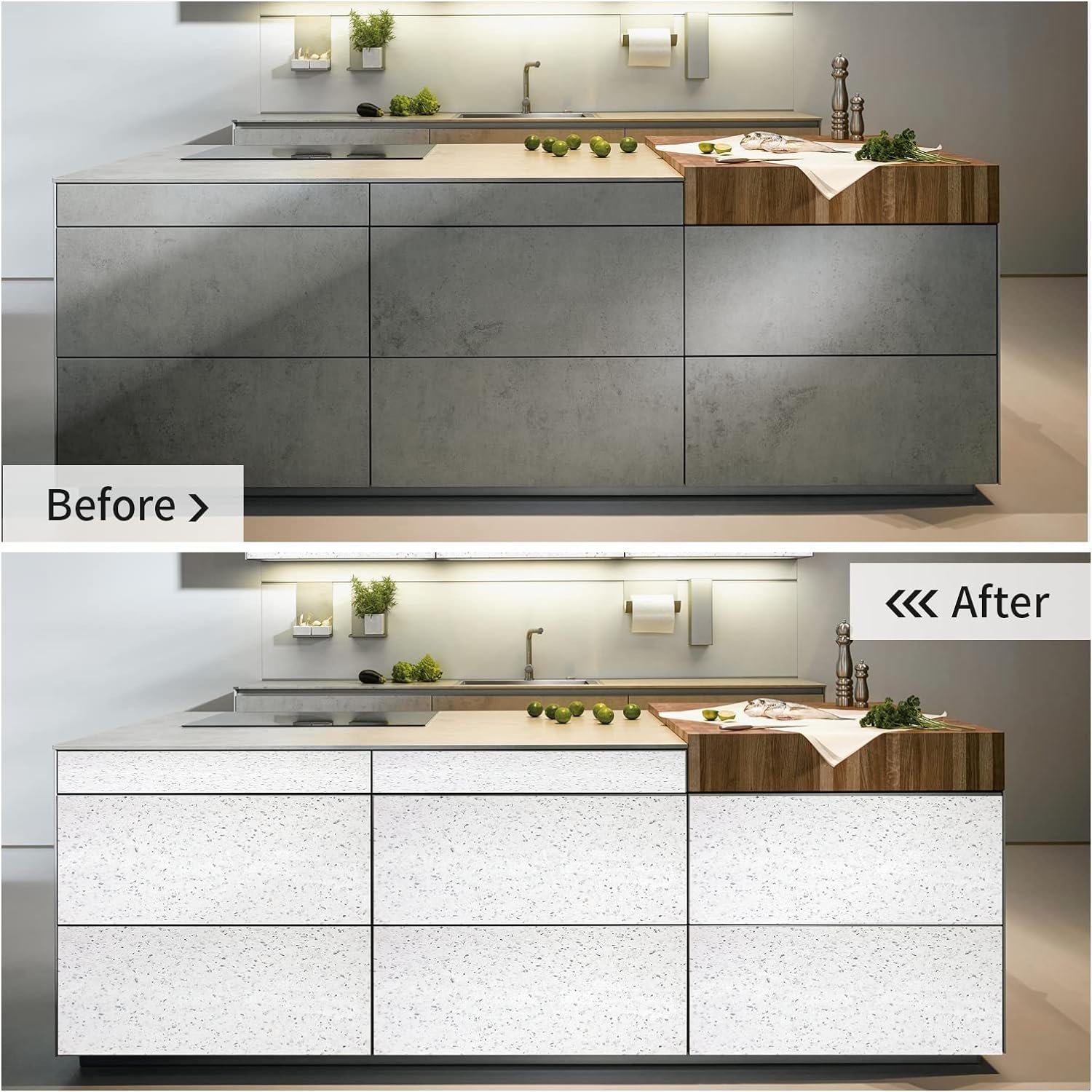 ORON DECO Modern Design Glossy Granite Marble Peel Stick Wallpaper Self-Adhesive Waterproof PVC Wall Sticker for Kitchen Decor