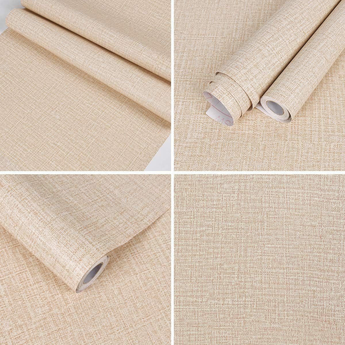 3D Wallpaper Linen Texture Waterproof PVC Peel And Stick Self Adhesive Bedroom Wallpaper Faux Grasscloth Paper