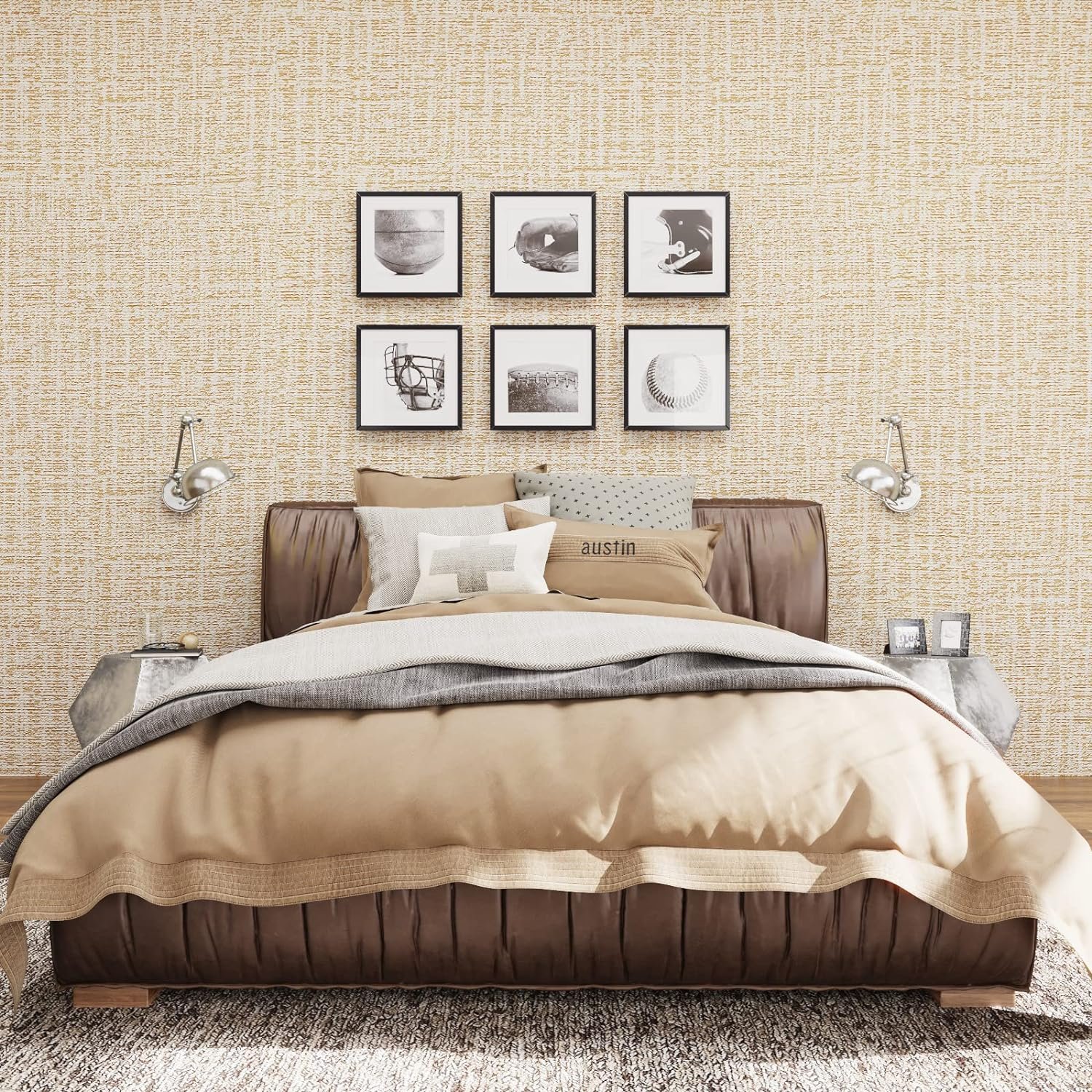 3D Wallpaper Linen Texture Waterproof PVC Peel And Stick Self Adhesive Bedroom Wallpaper Faux Grasscloth Paper