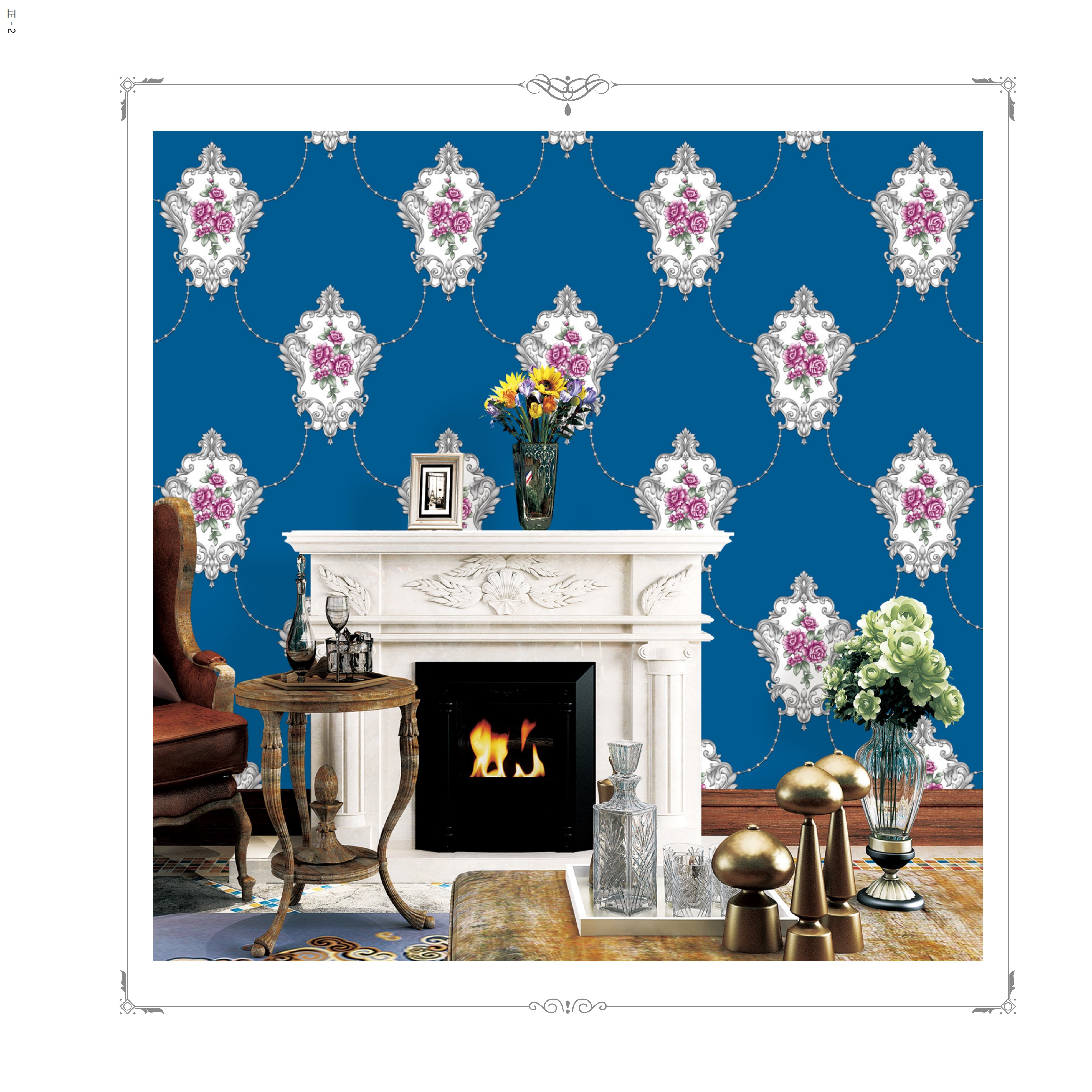 Luxury Modern Damask Vinyl Wallpaper For Home Decor, New Coming Damask Flower Pvc Wallpaper