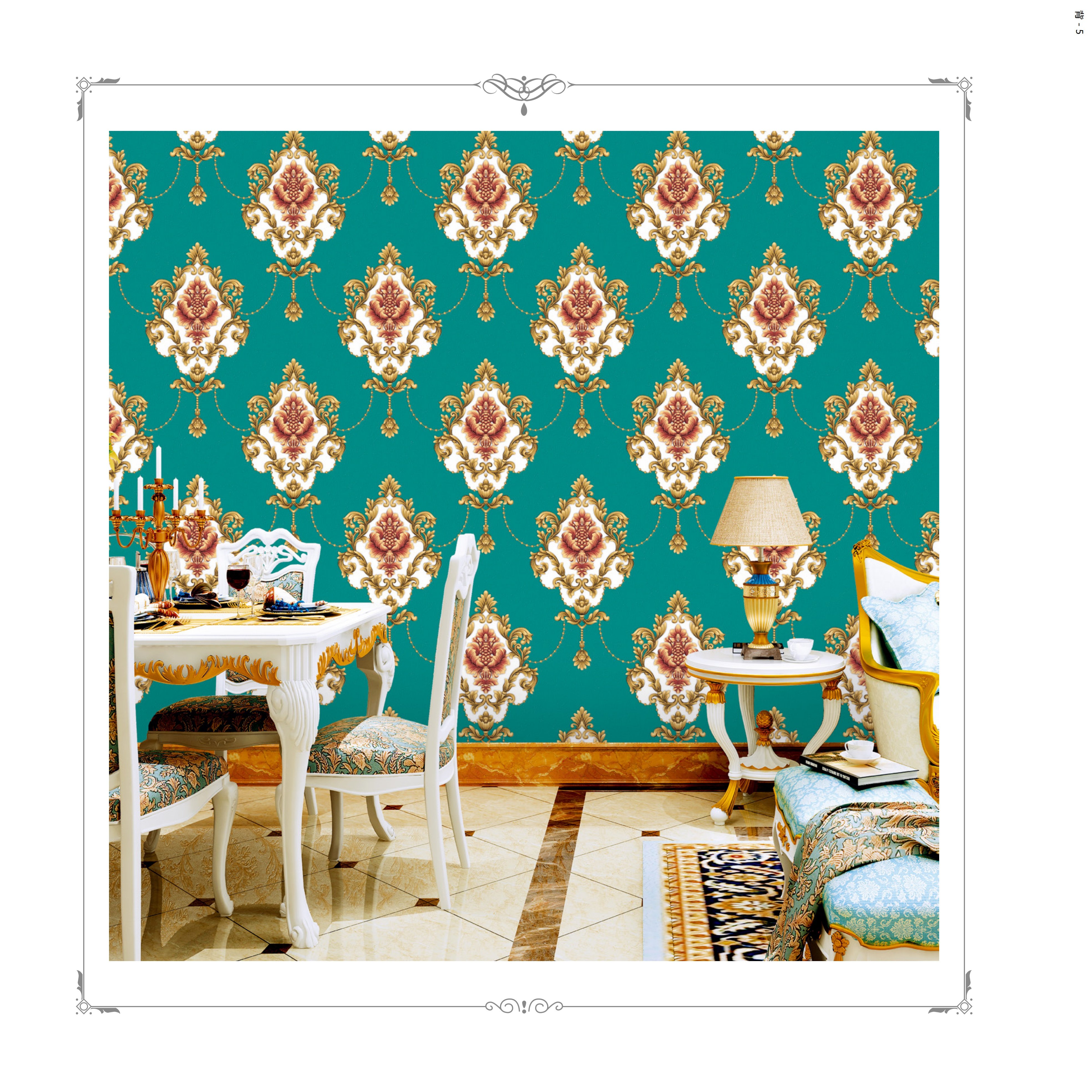 Luxury Modern Damask Vinyl Wallpaper For Home Decor, New Coming Damask Flower Pvc Wallpaper