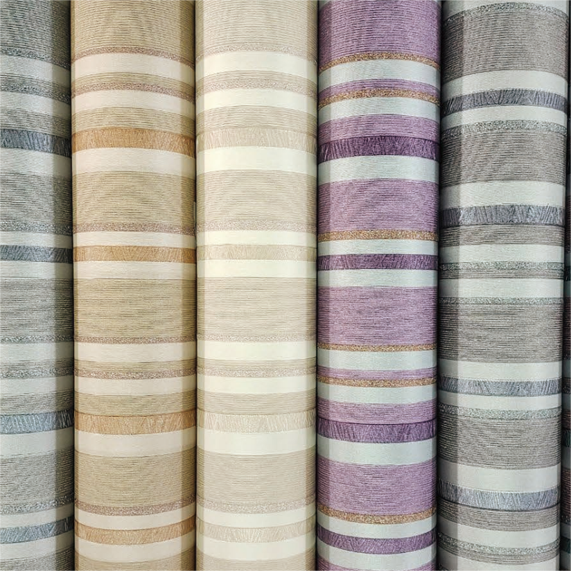 Modern style stripe plaid pattern high quality 3D pvc vinyl wall paper rolls waterproof wall panel