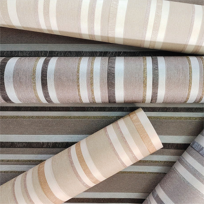 Modern style stripe plaid pattern high quality 3D pvc vinyl wall paper rolls waterproof wall panel