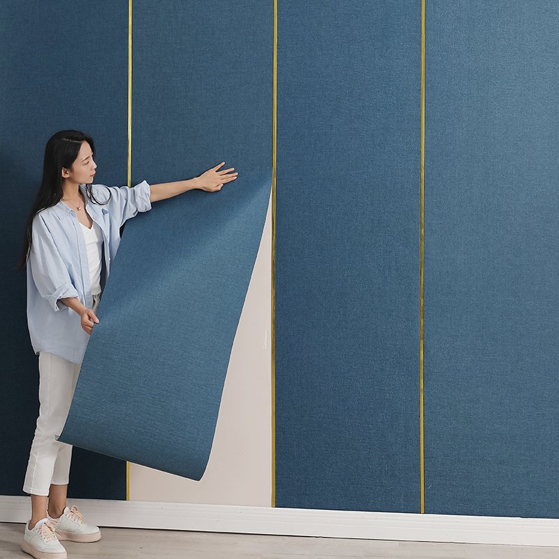 Manufacturer Self Adhesive Wallpaper Linen Textured Fabric Removable Peel and Stick 3D Wallpaper Rolls for Home Decoration