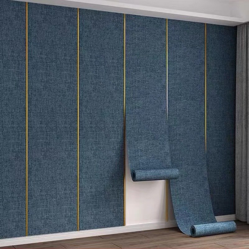 Linen fabric wallpaper rolls self-adhesive wall cloth bedroom wall decoration stickers waterproof background wallfabric