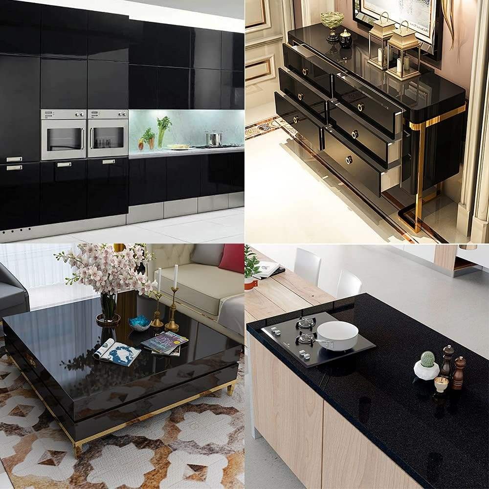 Modern Glossy Glitter Wallpaper Black Peel And Stick Waterproof Wall paper Self Adhesive Wall Sticker For Kitchen