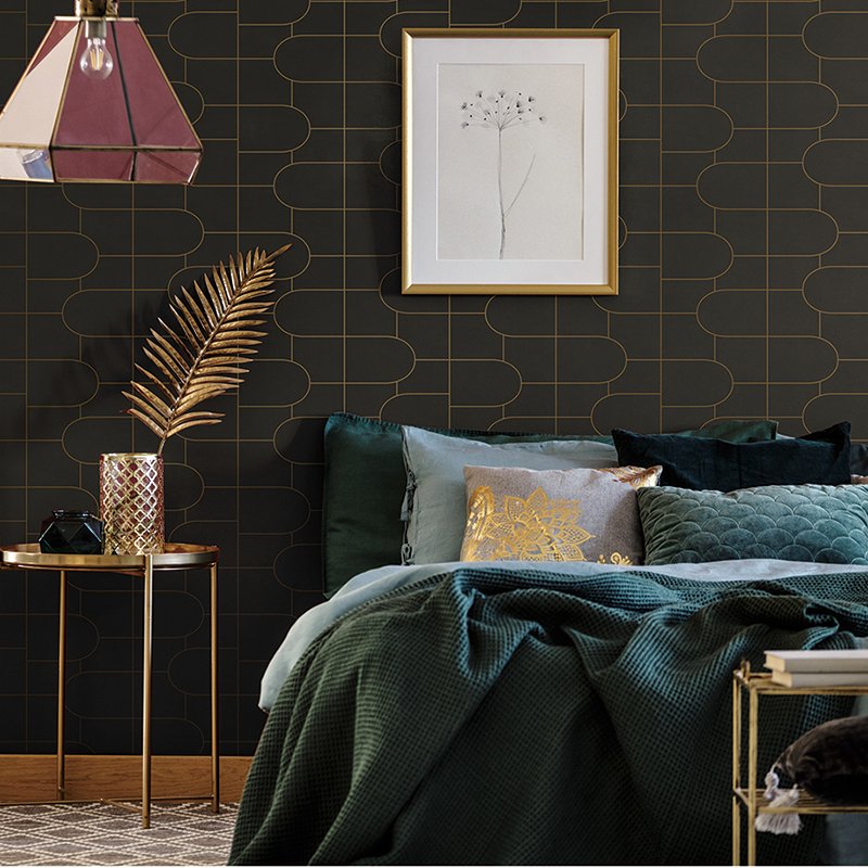 Geometric Design Damask Vinyl Wallpapers Waterproof Sound-Absorbing Bedroom Entertainment Villa Walls Anti-Static Moisture-Free