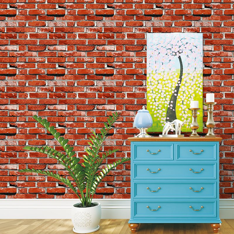 Brick Wallpaper Stone Red Decorative Plastic Wallpapers Decorativos Self-adhesive