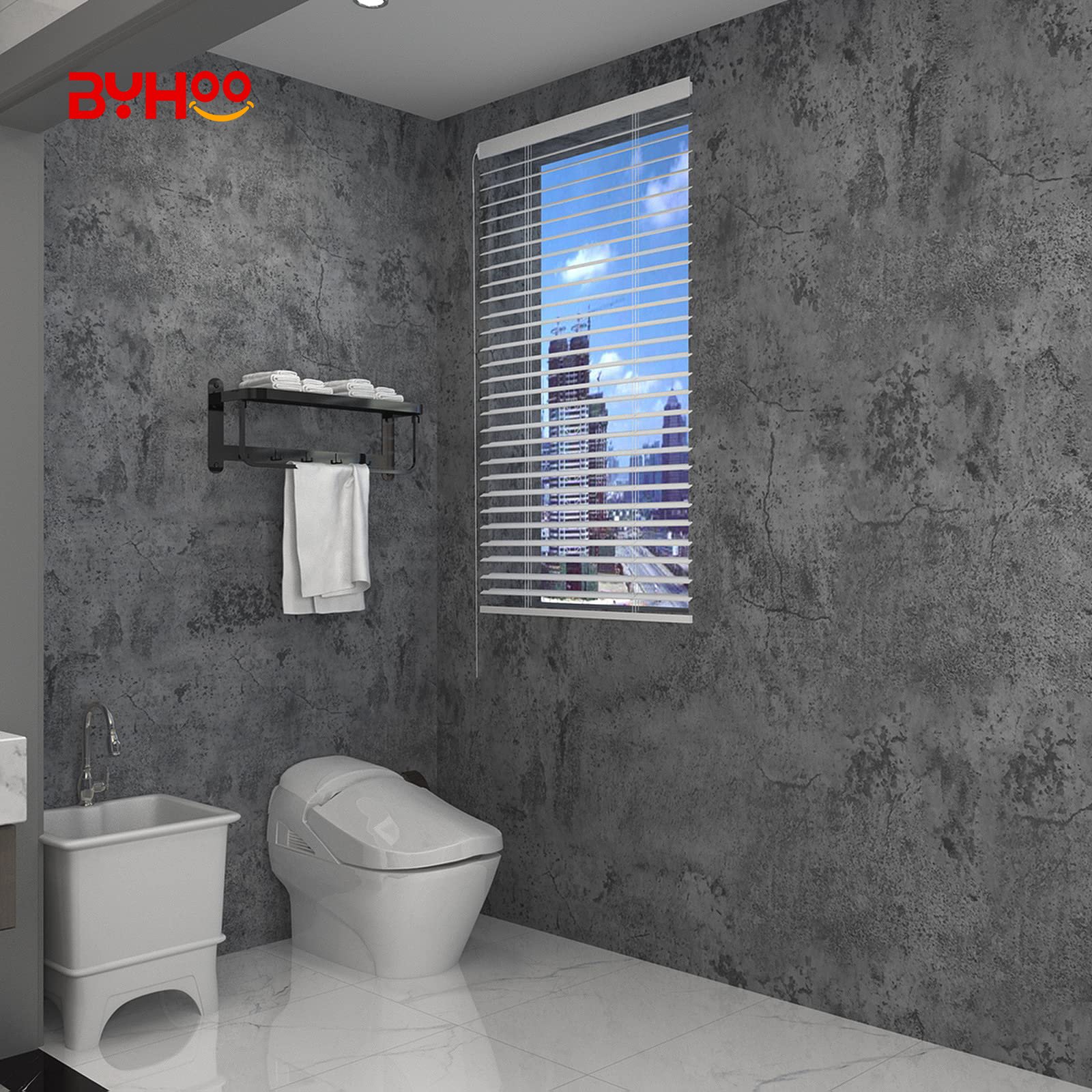 Hot selling Gray Color Cement Pattern Design Wallpaper Waterproof Self-adhesive Bathroom Living Room Wallpaper