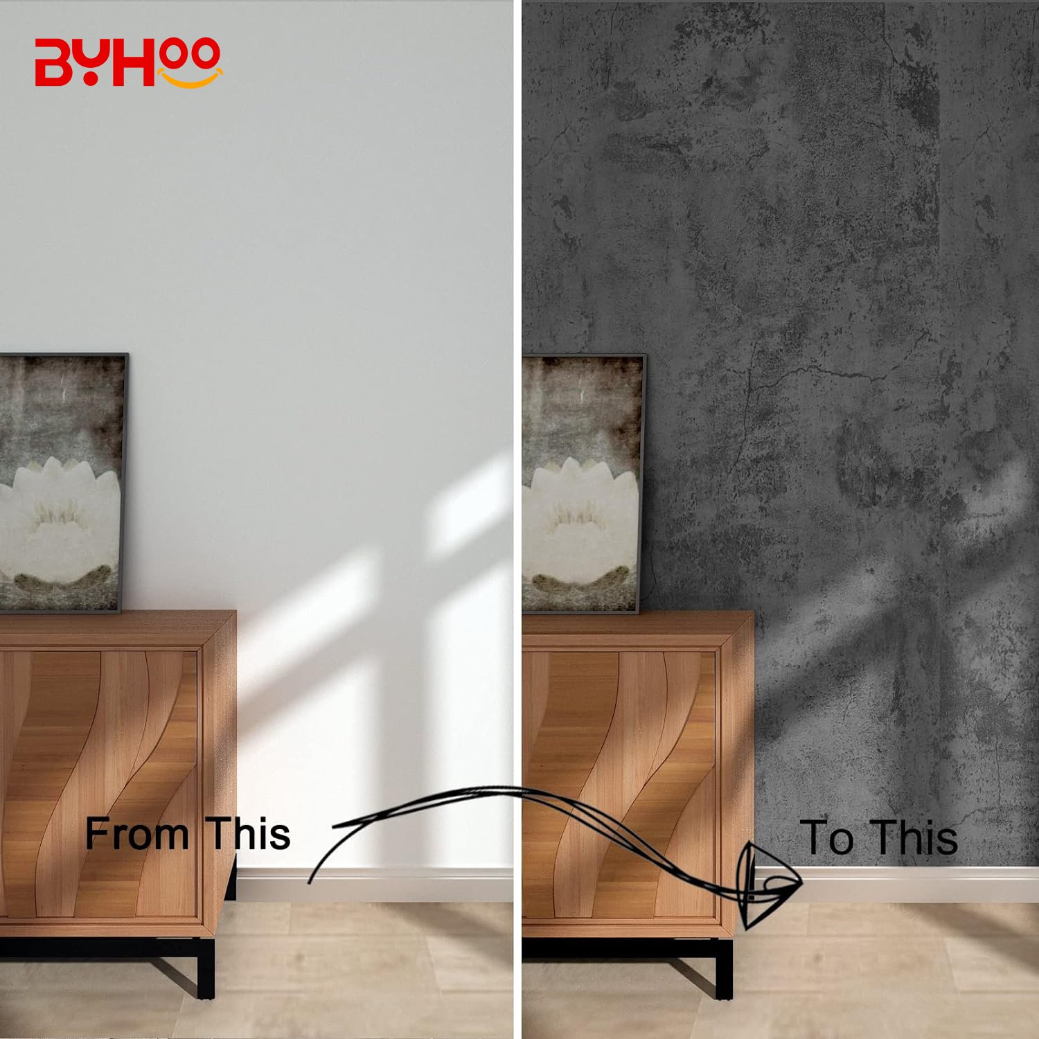 Hot selling Gray Color Cement Pattern Design Wallpaper Waterproof Self-adhesive Bathroom Living Room Wallpaper