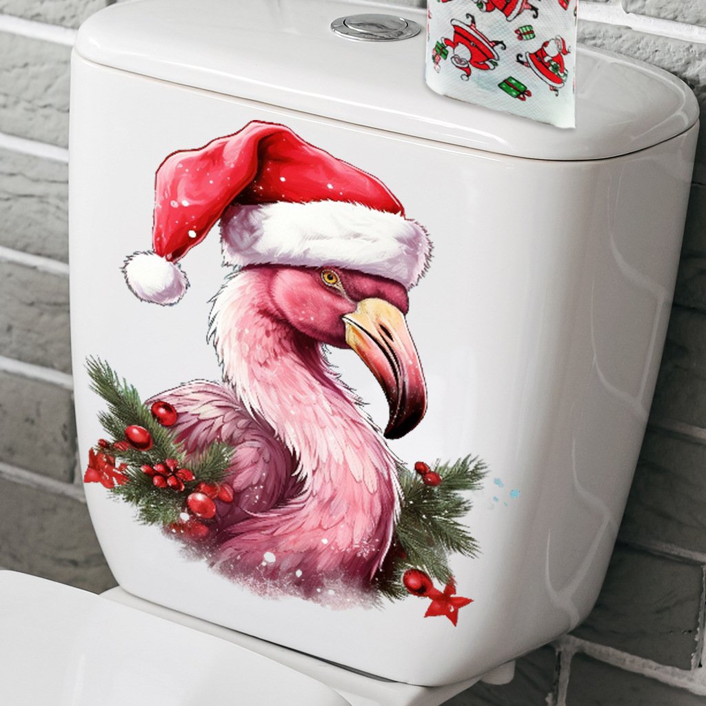 christmas toilet stickers supplies santa claus pvc Self-adhesive peel & stick waterproof bathroom wall stickers sales promotion
