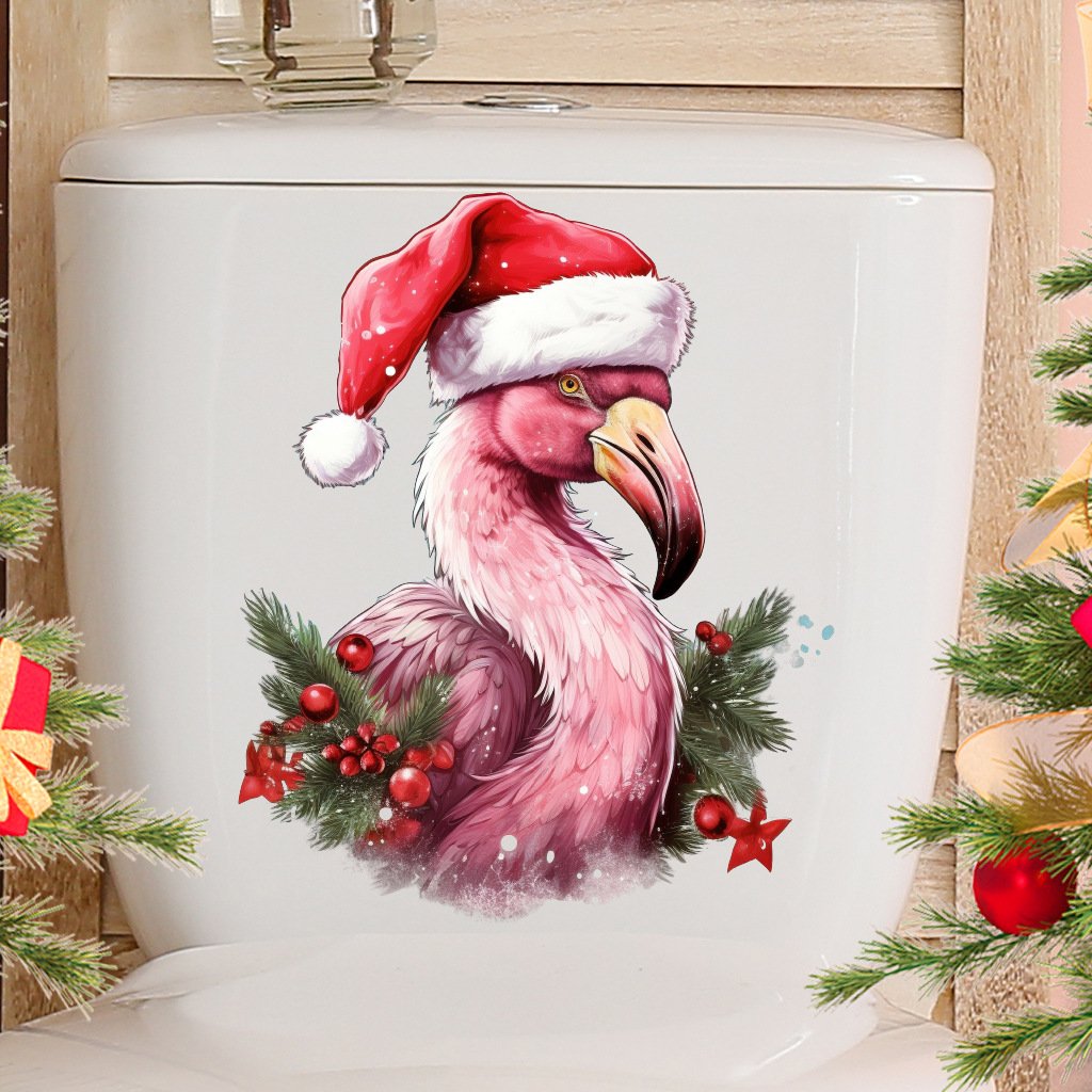 christmas toilet stickers supplies santa claus pvc Self-adhesive peel & stick waterproof bathroom wall stickers sales promotion