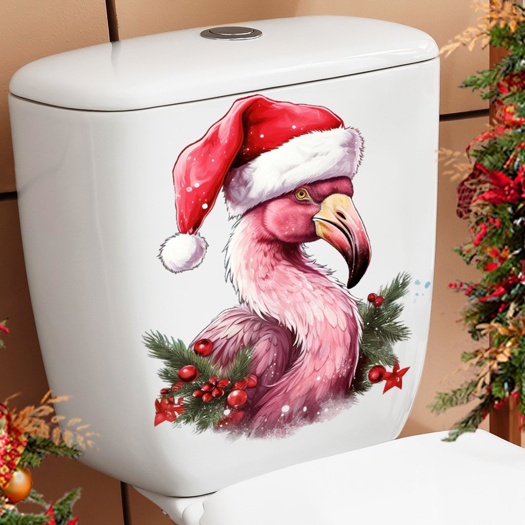 christmas toilet stickers supplies santa claus pvc Self-adhesive peel & stick waterproof bathroom wall stickers sales promotion