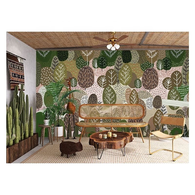 Custom cartoon wallpaper cute plant wall paper kids wallpaper rolls wall mural