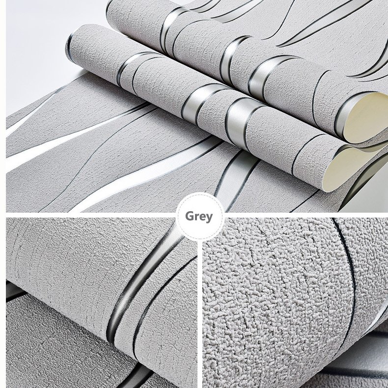 Simple 3D Water Ripple Non-Woven Wallpaper Roll For Curved Deer Skin Velvet Wallpaper Home decor