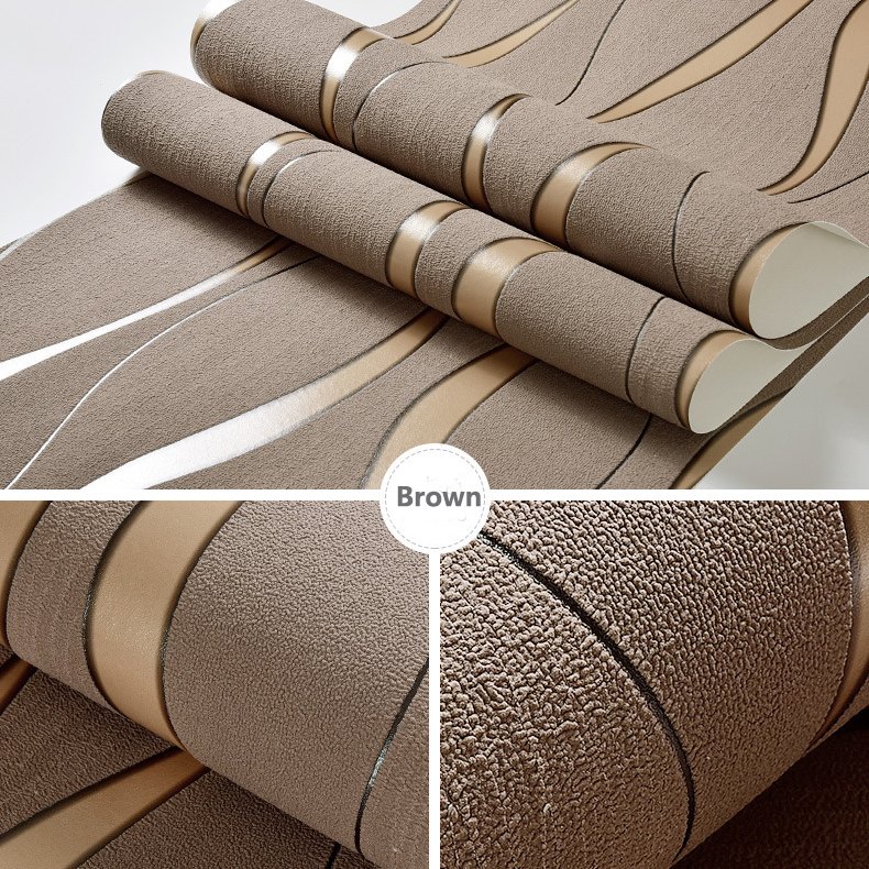 Simple 3D Water Ripple Non-Woven Wallpaper Roll For Curved Deer Skin Velvet Wallpaper Home decor