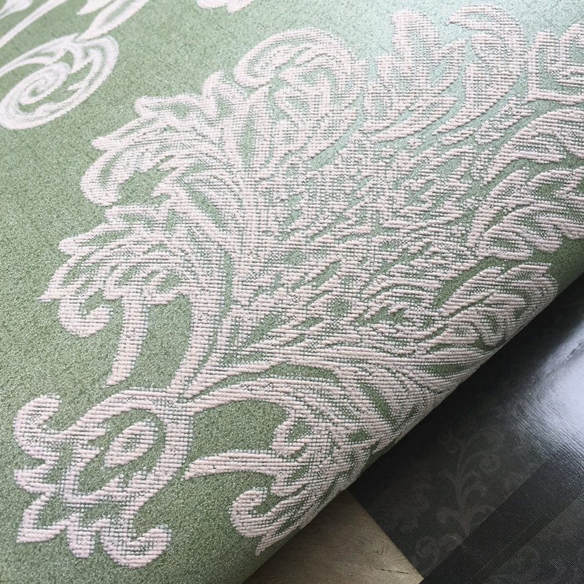 Green Classic Damask Design Non-woven Wall Paper Wallpaper
