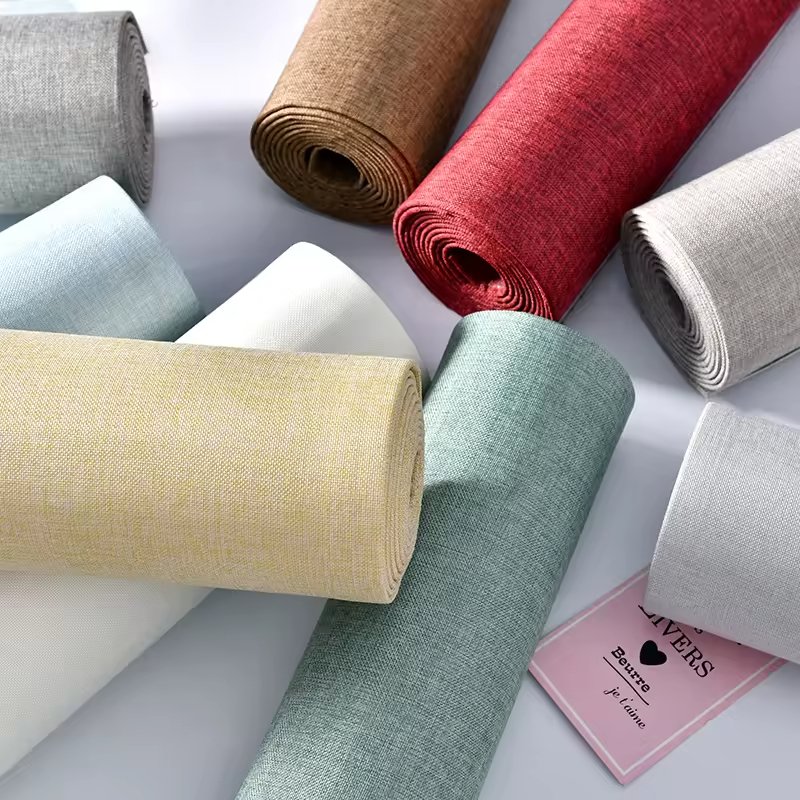 3D Foam Wallpaper with Self-Adhesive Line Texture Cloth-Like Film for Solid Color Wall Decoration for Household Use