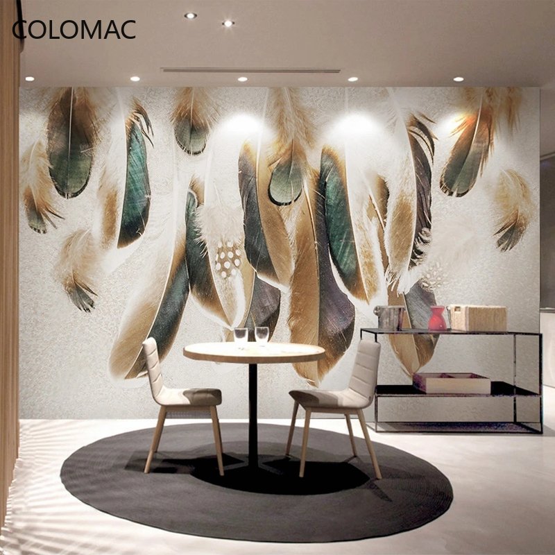 Modern Wallpaper Home Decoration 3D Peacock Feather Pattern Photo Mural Paper Bedroom Graphic Design Peel and Stick Wallpaper