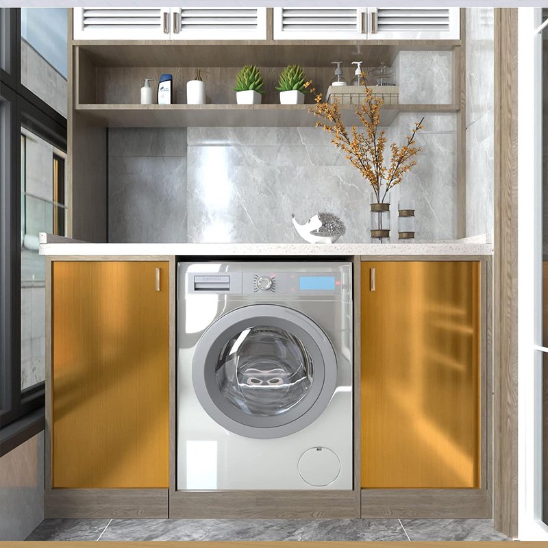 Removable gold metallic stainless steel contact paper waterproof self adhesive vinyl wallpaper roll for fridge cabinet cover