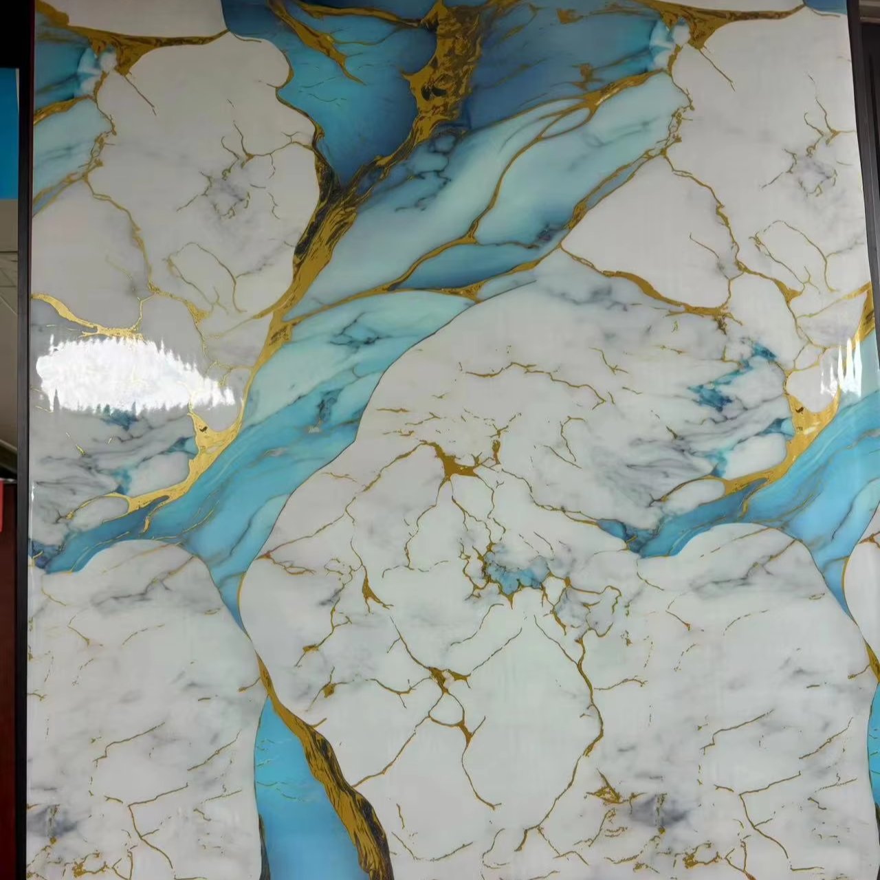 UDK Factory price luxury glossy marble adhesive 3d foam wallpaper rolls for walls decor