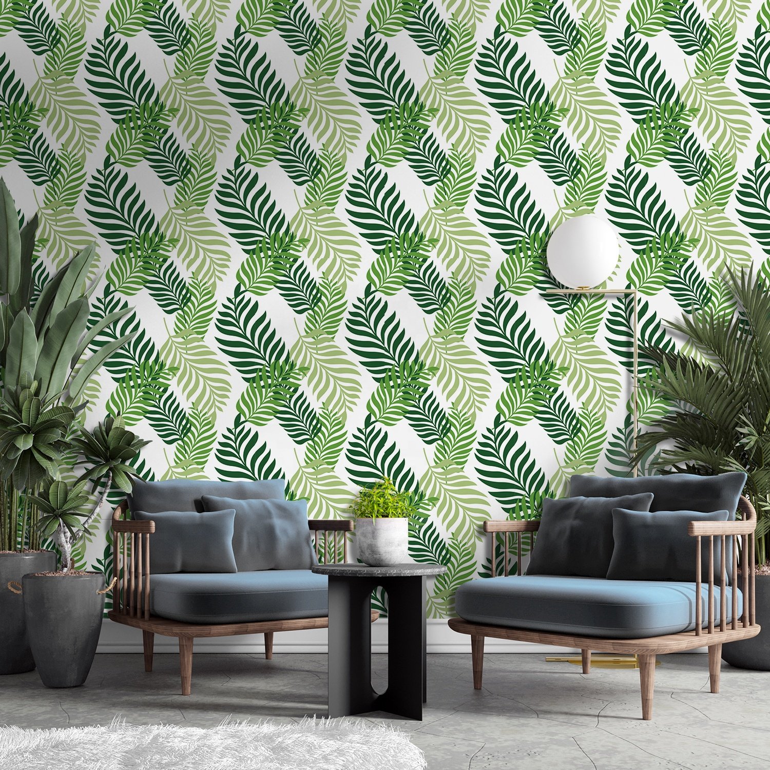 Peel and stick plant printing 3D waterproof and moisture-proof vinyl self-adhesive home wall decoration wallpaper roll
