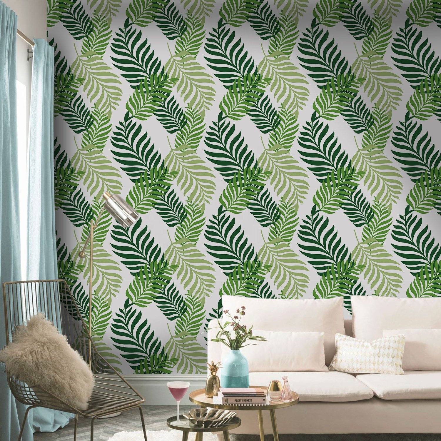 Peel and stick plant printing 3D waterproof and moisture-proof vinyl self-adhesive home wall decoration wallpaper roll