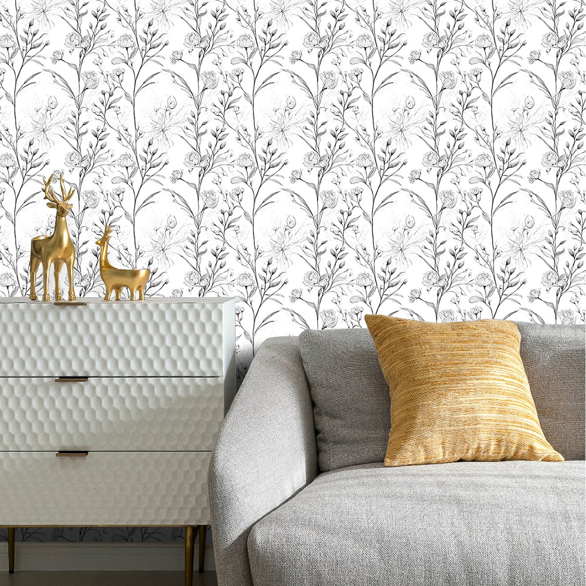 Self Adhesive Roll Contact Paper Floral Wallpaper For Kitchen Bathroom Cabinets Decoration