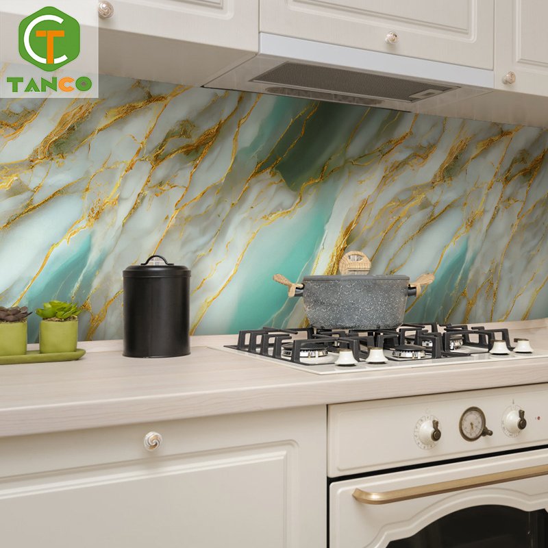2024 new style gold marble kitchen cabinet pvc self adhesive waterproof wallpaper stickers