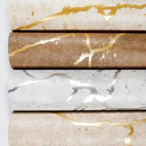 2024 New Trending Ready Stock Hot selling Black Golden Modern Marble PVC Wallpaper for Home Decor