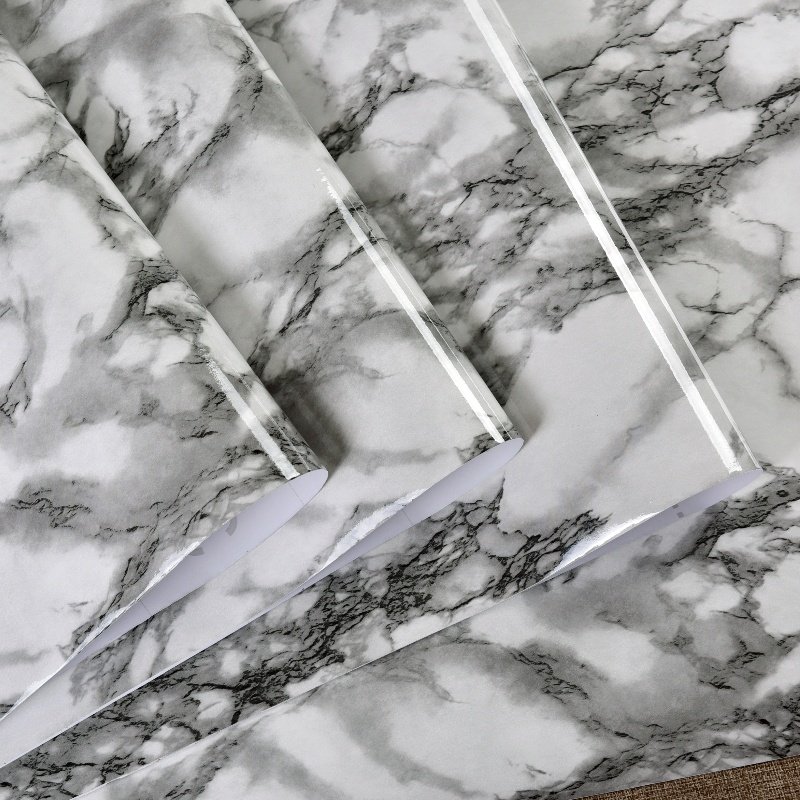 Latest Marble Film Decorative Wallpaper Rolls Waterproof Peel Stick with Embossed Surface for Wall Furniture Door Decoration