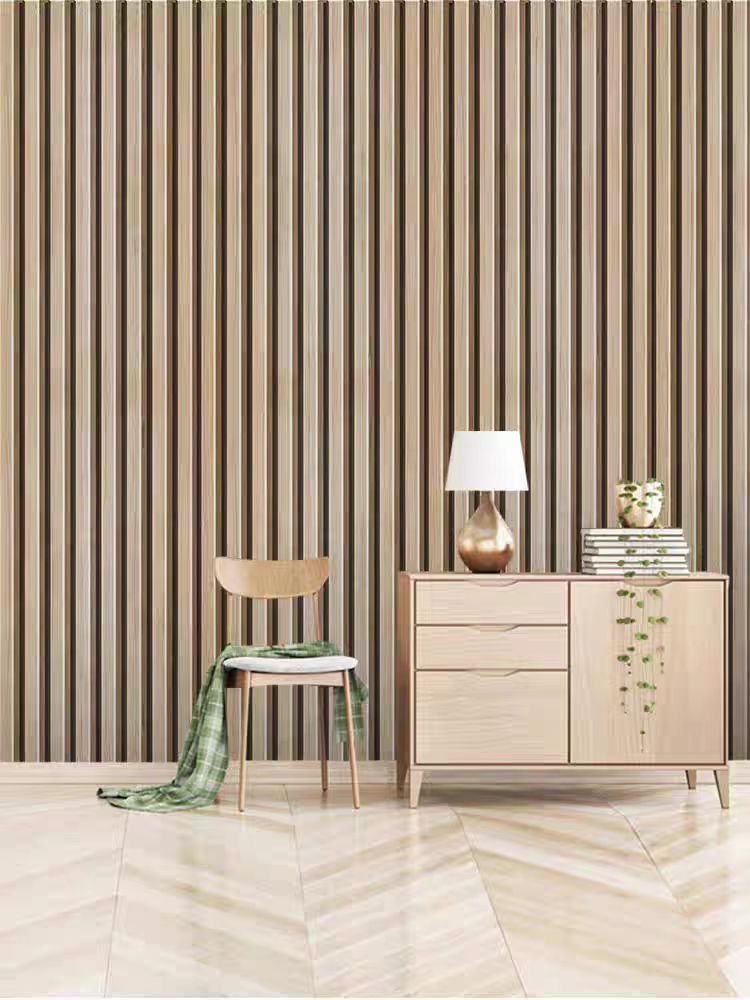 ORON Factory outlet 3D Wooden Slat Wallpaper design Peel and Stick Self adhesive Vinyl Wall paper for Wall Bedroom