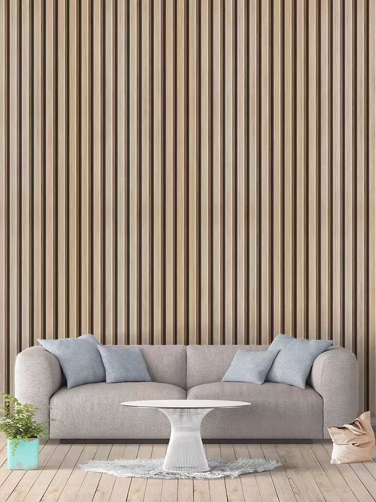 ORON Factory outlet 3D Wooden Slat Wallpaper design Peel and Stick Self adhesive Vinyl Wall paper for Wall Bedroom