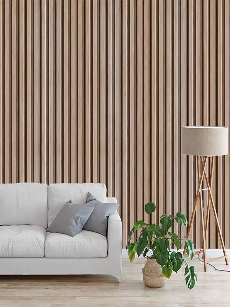 ORON Factory outlet 3D Wooden Slat Wallpaper design Peel and Stick Self adhesive Vinyl Wall paper for Wall Bedroom