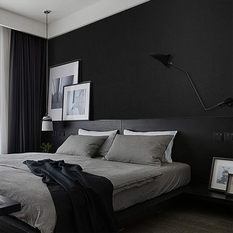 Matte black contact paper home decorative self adhesive vinyl removable pvc waterproof peel and stick cabinet wallpaper roll