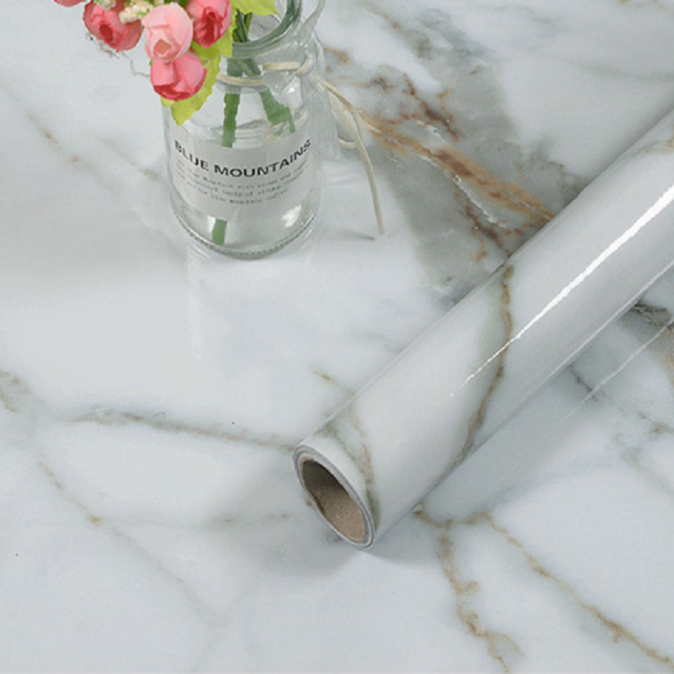High Quality PVC/Vinyl Marble Brick Waterproof And Moisture Proof Self-gule Wallpaper/wall Paper Roll For Interior Decoration