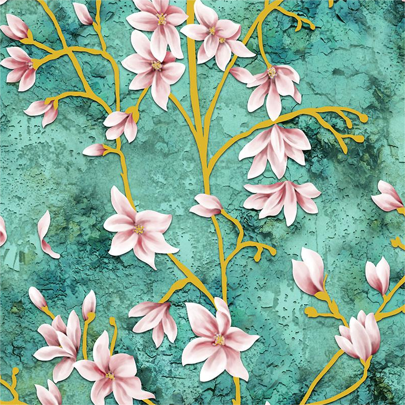 Classical style natural floral pattern fabric high quality 3D pvc vinyl wallpaper sticker home decoration