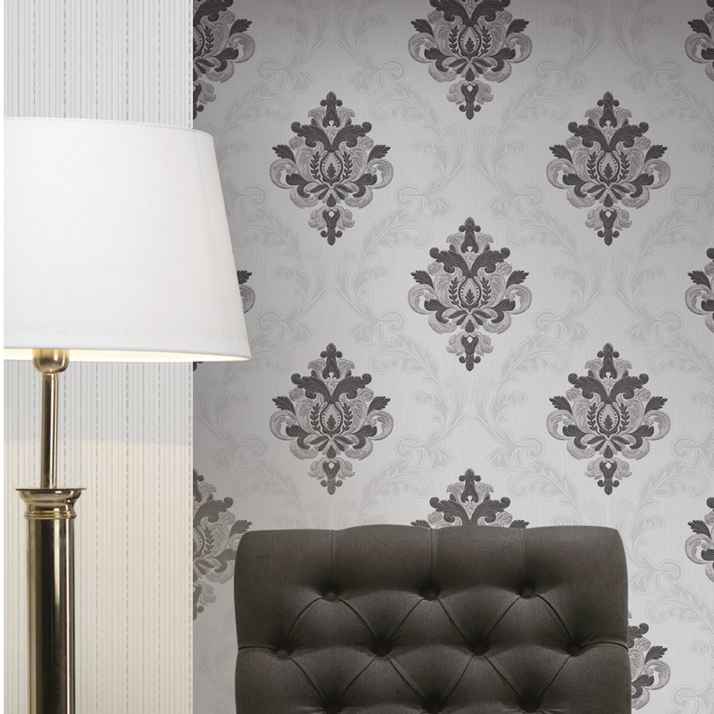 Customized Damask Non-Woven PVC Wallpapers Soundproof Fireproof Striped Wall Coating Hotels Households Entertainment Spaces