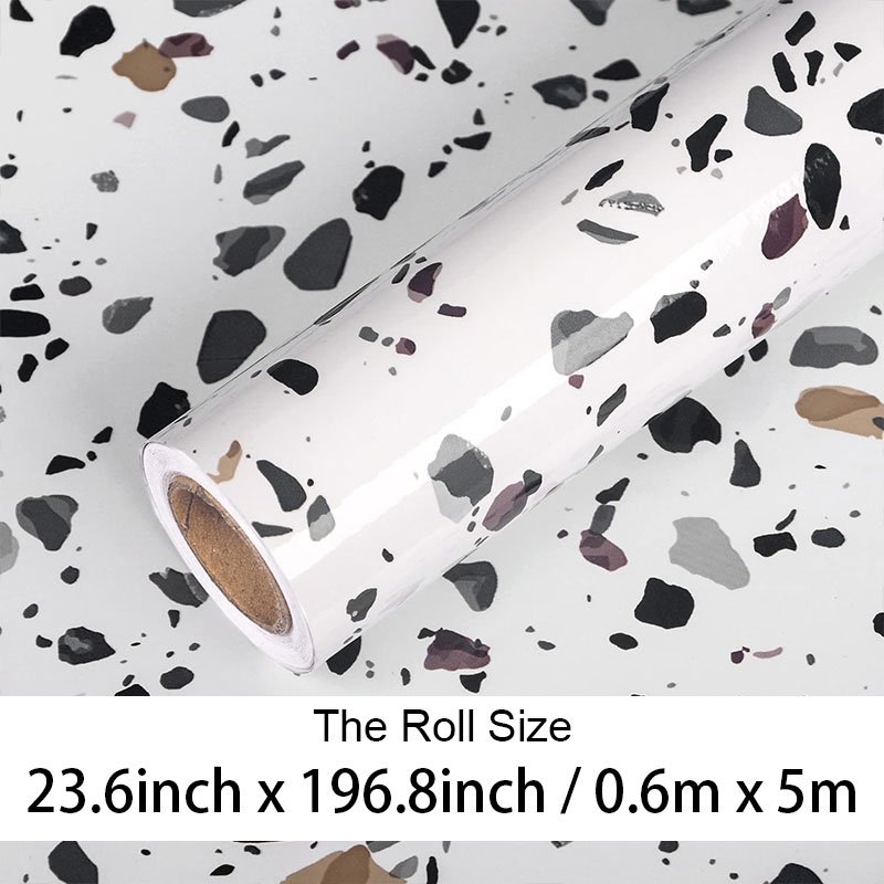PVC 3D terrazzo contact paper peel and stick waterproof home decorative wallpaper self-adhesive vinyl roll for kitchen bathroom