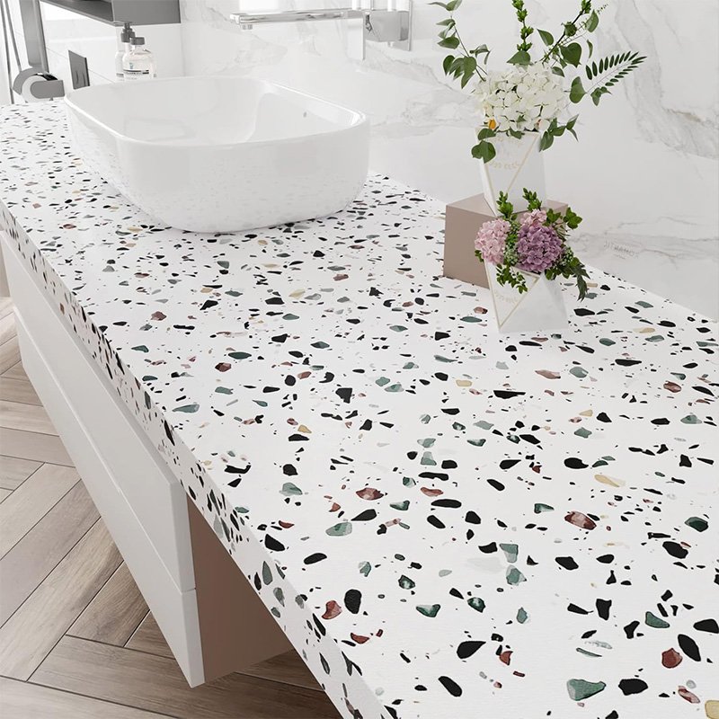 PVC 3D terrazzo contact paper peel and stick waterproof home decorative wallpaper self-adhesive vinyl roll for kitchen bathroom