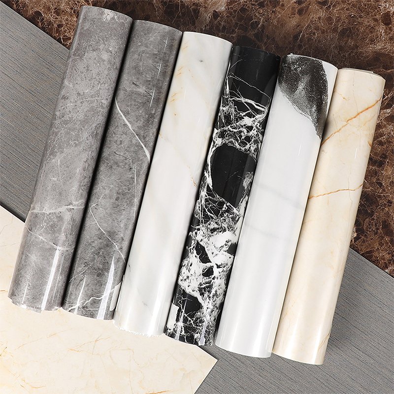 waterproof self-adhesive wall stickers for home decoration PET marble wallpaper