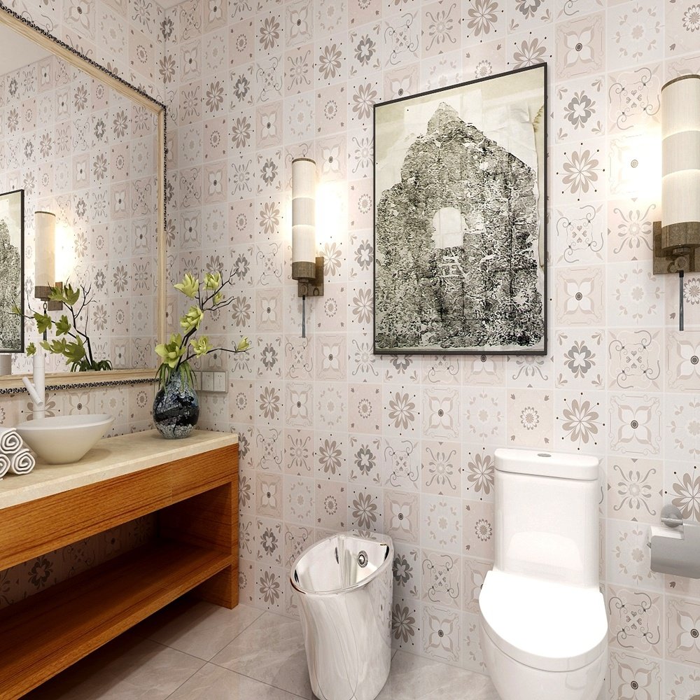 Removable waterproof bathroom wallpaper vinyl home decor wallpaper for bathroom Washroom