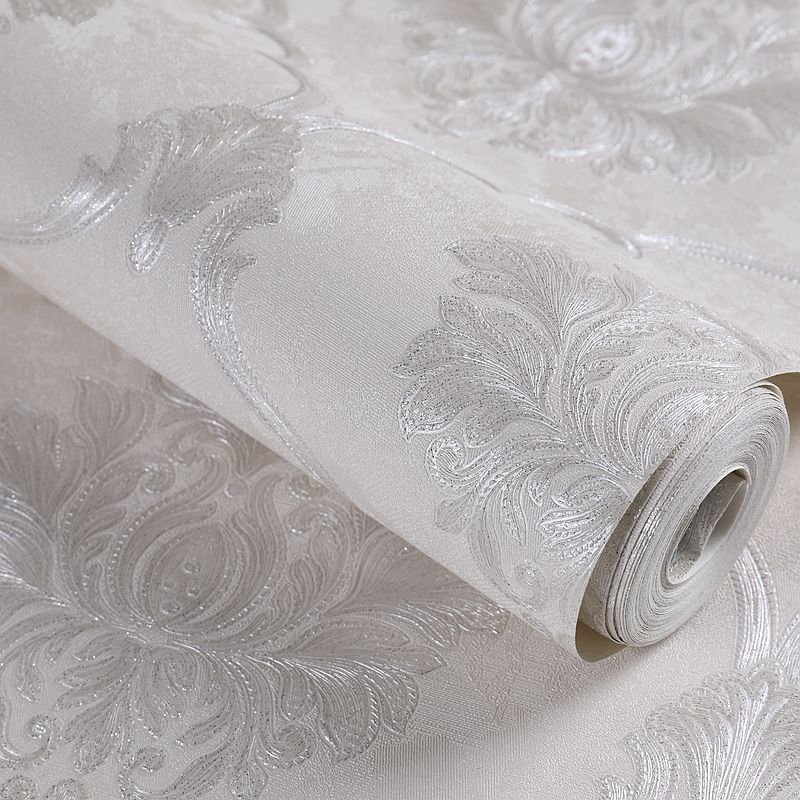 Dark brown 3D European large flower embossed wallpaper bedroom living room dining room hotel luxury three-dimensional wallpaper