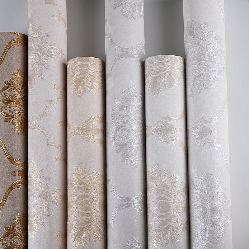 Dark brown 3D European large flower embossed wallpaper bedroom living room dining room hotel luxury three-dimensional wallpaper