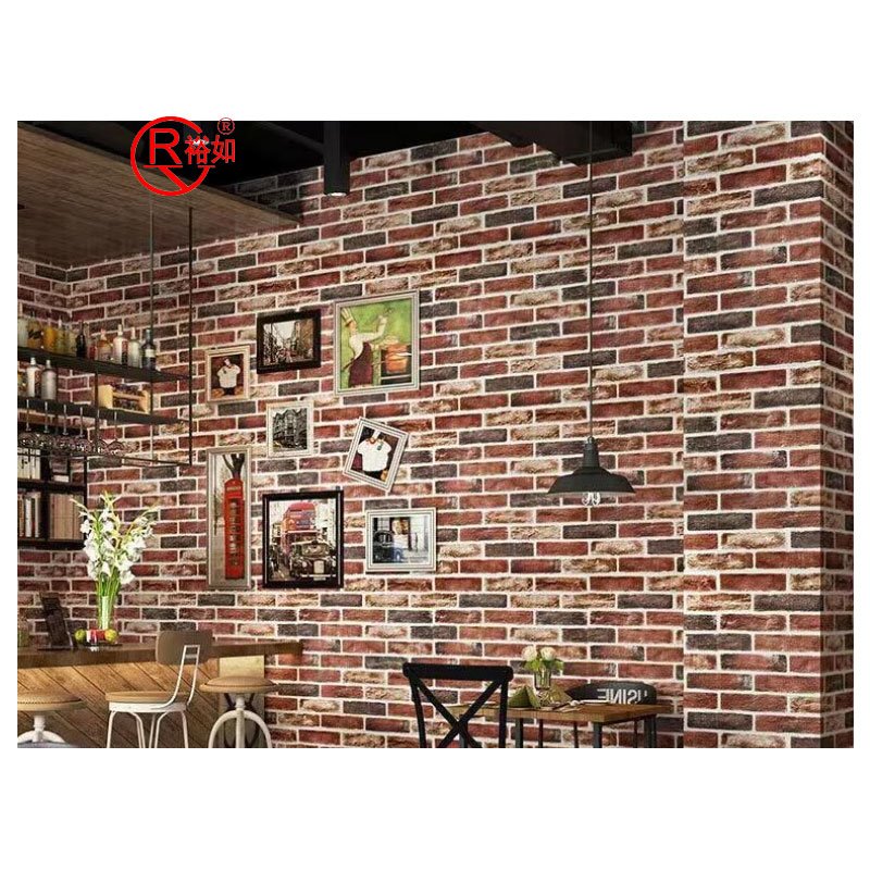YURU Factory Supply Modern 3D Brick PVC Self-Adhesive Wallpaper Waterproof Stone Wall Paper Rolls for Bedroom
