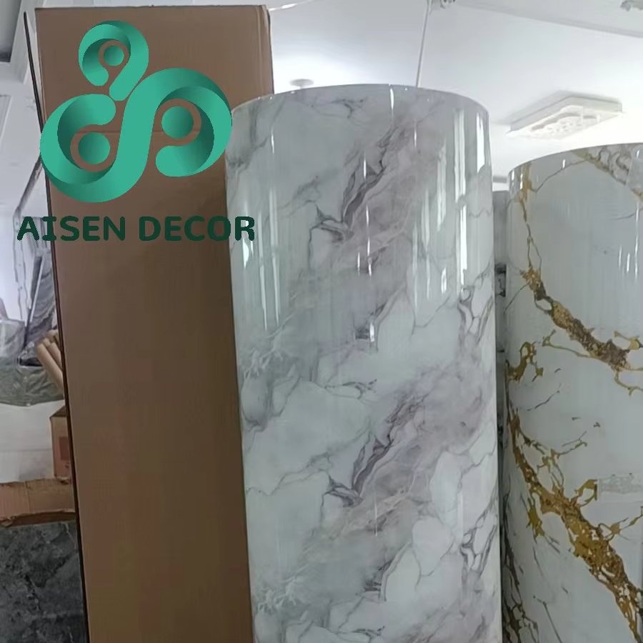 Factory Price 3m Roll 60/120cm Width Slef Adhesive High Gloss Pvc Marble Wall Sticker