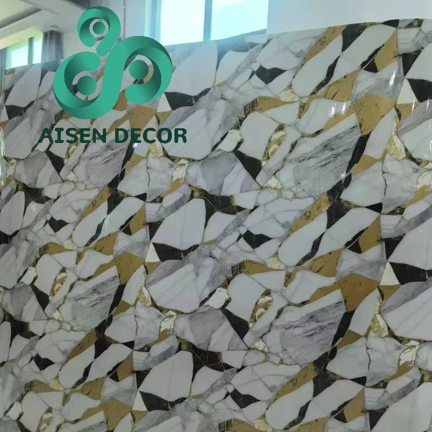 Factory Price 3m Roll 60/120cm Width Slef Adhesive High Gloss Pvc Marble Wall Sticker