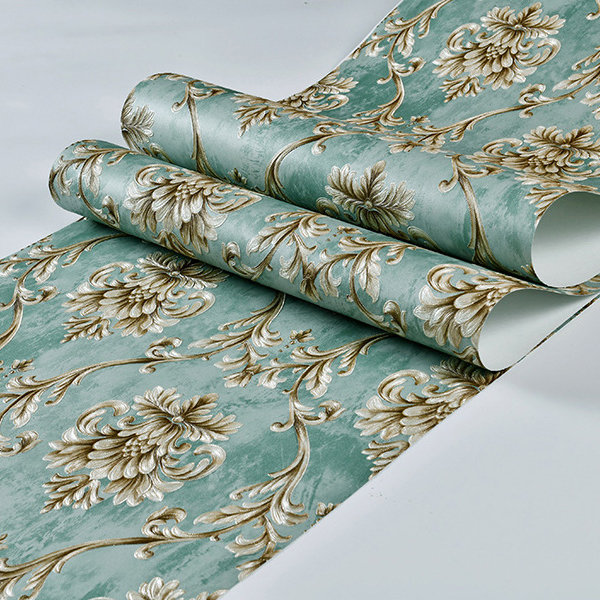 3D Home Decoration Adhesive Luxury Retro Embossed Flower Damascus Peel And Stick Wallpaper Wall Paper Roll